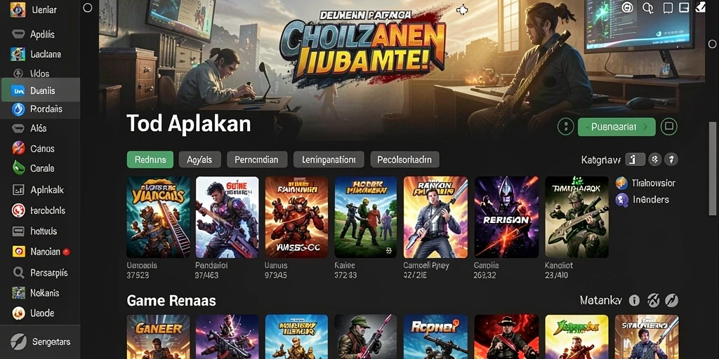 Tangkapan layar memperlihatkan menu karakter yang kaya fitur.